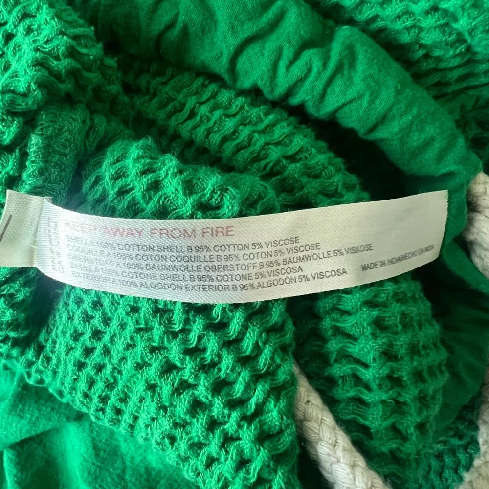 Free People Green Textured Kennedy Cropped Sweatshirt